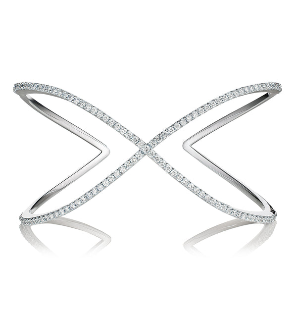 2.00ct Lab Diamond Infinity Cross-over Bangle in 9K White Gold